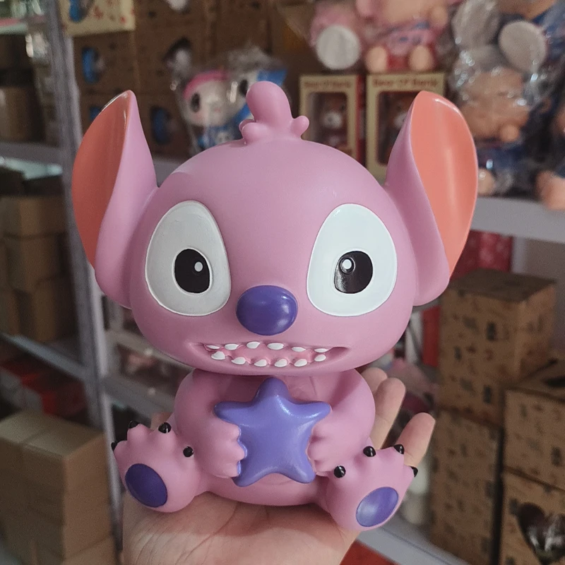 W magazynie Disney 21cm Lilo & Stitch anioł Anime kolekcja figurek lalka Model ozdoba kreskówka skarbonka zabawki prezent