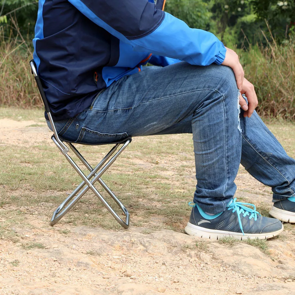 

Portable Lightweight Slacker Chairs With Backrest Folding Stool For Home Camping Traveling Durable 600D Pvc Oxford Fabric Black