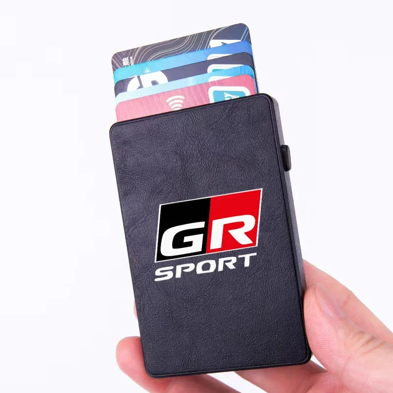 RFID Anti-theft Carbon Fiber luxury Card Holder Bank Credit Smart Pop Up Wallet For Toyota GR Sport C-HR Gazoo Racing Mirai RAV4