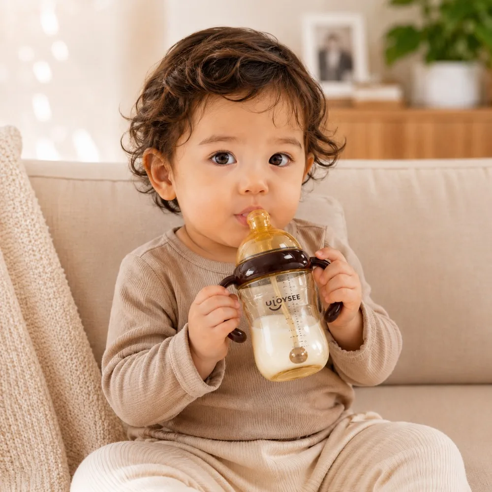 

PPSU Baby Bottle Set 3 Stage Feeding System Breast-Like Nipple Straw Cup Gravity Ball Leakproof Anti-Colic Training Bottle