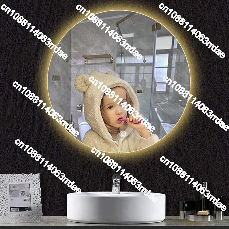 40/50/60CM Round Smart Hotel Bedroom Defogging Decorative Mirror LED Bathroom Mirror 3 Color Adjustable Backlight With