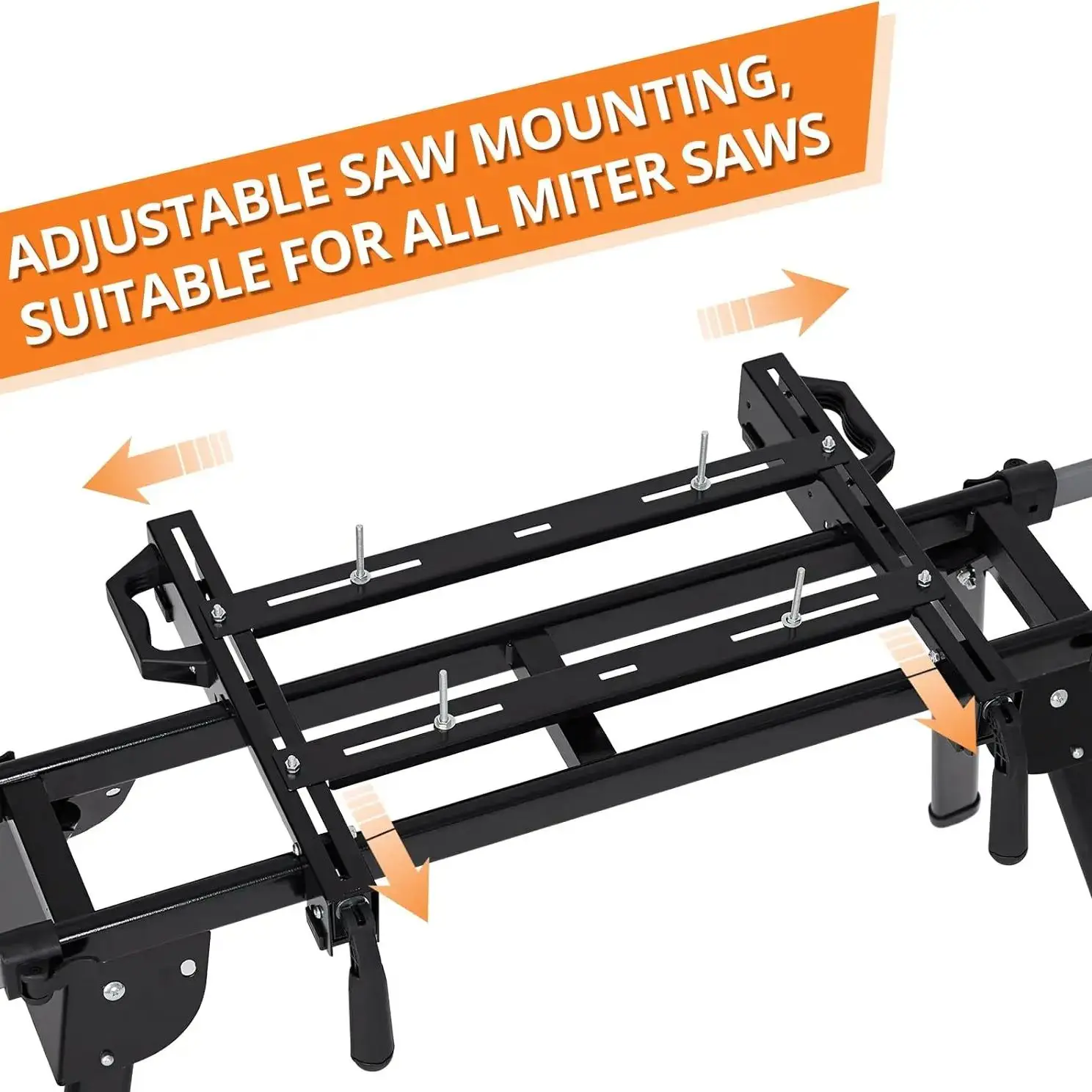 

Универсальная подставка для торцовочной пилы, складной рабочий стол грузоподъемностью 440 фунтов - регулируемые опорные направляющие 76 дюймов, быстросъемные монтажные кронштейны