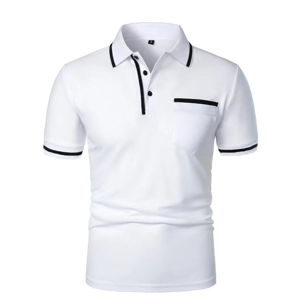 Herren Sommer Neues Modisches Kurzarm-Poloshirt, Lockeres Lässiges Poloshirt mit Tasche, Atmungsaktives Männer-Oberteil – Detail 14