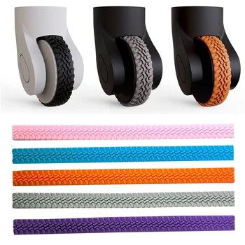 4PC 실리콘 가방 휠 보호 케이스 침묵 소리 여행 수하물 캐스터 신발 소음 트롤리 박스 캐스터 커버 감소