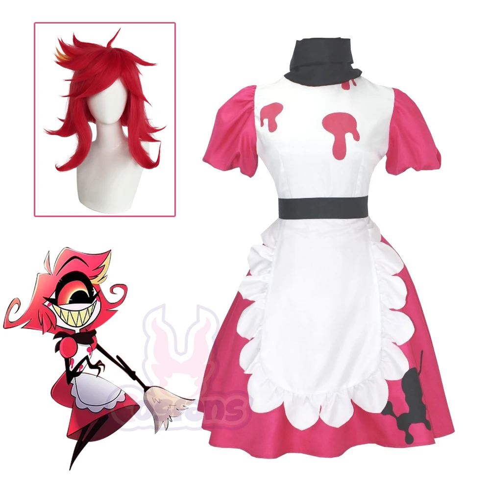 

Niffty Anime Hazbin Niff Cosplay Costume Suit Cute Devil Roleplay Clothes Wig Uniform Hotel Cosplay Halloween Party Women Dress