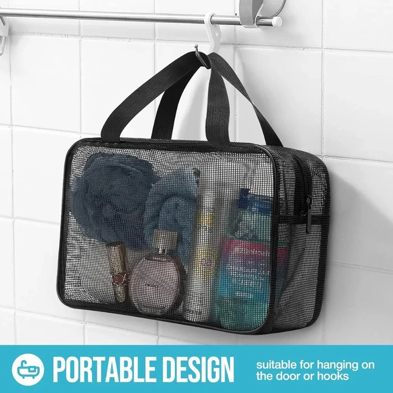 Full Mesh Cosmetic Storage Bag Men Travel Shower Organizer Portable Handheld Toiletry Pouch