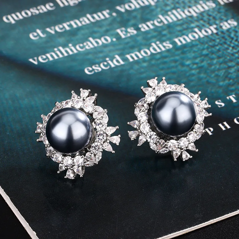 Jewelry Pearl Necklace Pearl Ring Set Silver Needle Earrings New Three-Piece Set