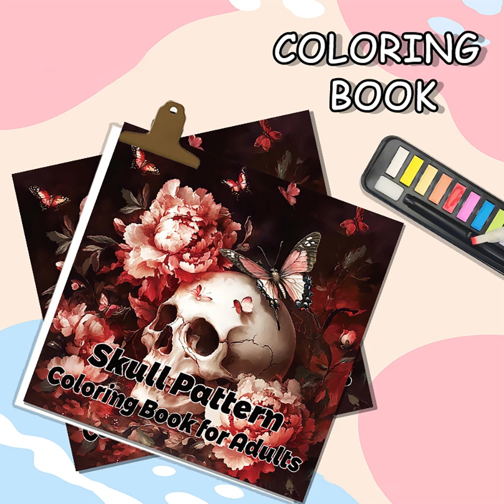

Книжка-раскраска Bview Art Skull Designs для взрослых: подробные готические художественные узоры для релаксации, осознанности и творческого хобби