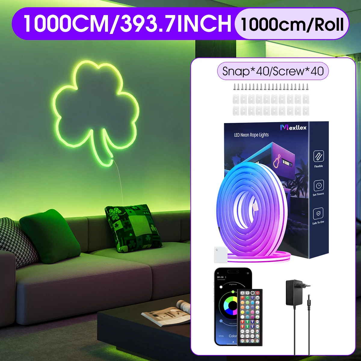 30M / 20M flexibele LED-neonlichtslang met app / afstandsbediening, IP65 RGB-snaarlamp voor buiten, muzieksynchronisatie voor kamers, zwembad, tuin