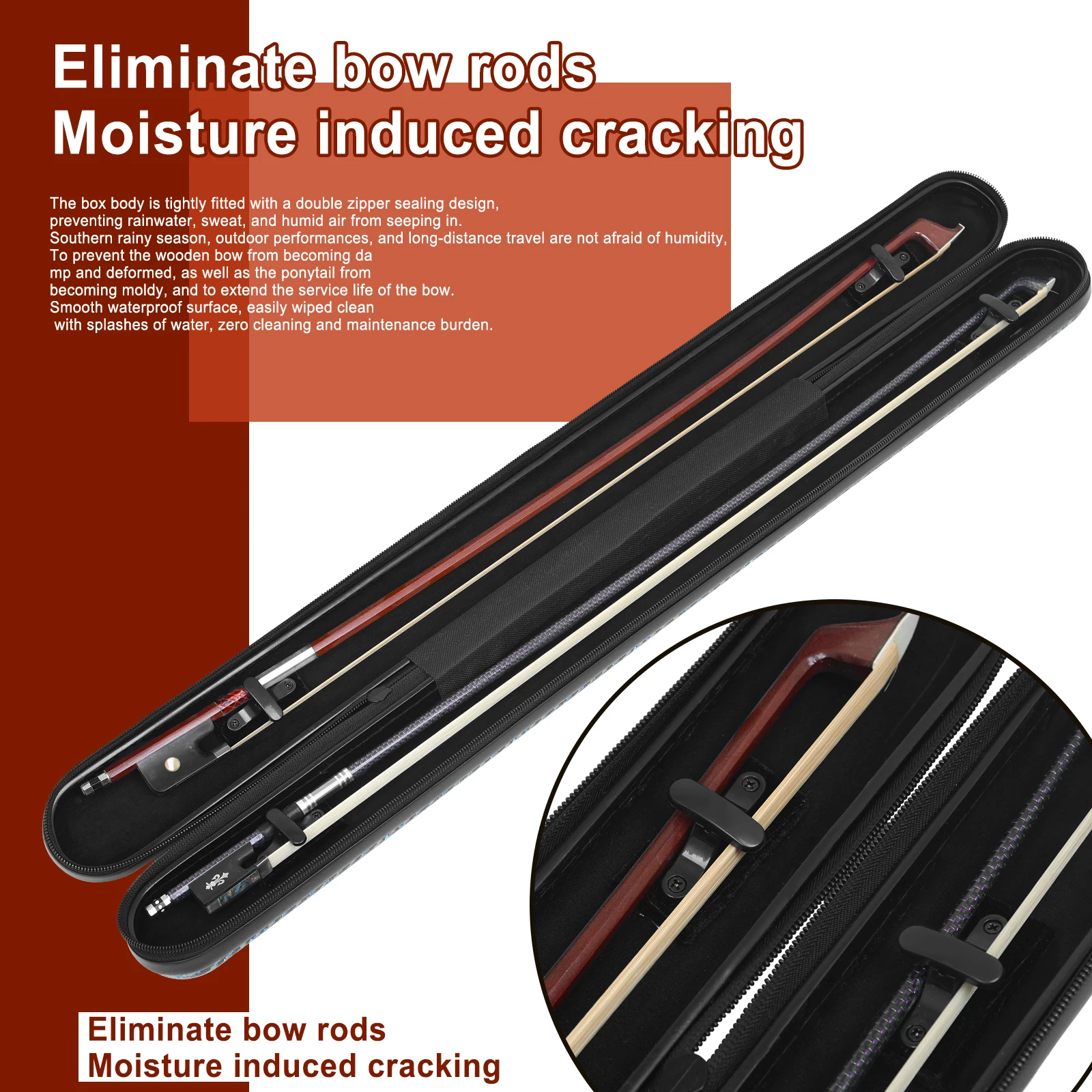 IRIN 4/4 Violin Bow Case Carbon Fiber Hard Shell Protective Violin Bow Box for Violin Accessories with Shoulder Strap