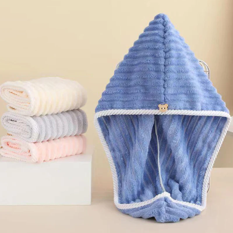 

Шапочка для сухих волос с новым волнистым узором, утолщенное мягкое, сильное водопоглощение, милая быстросохнущая повязка на голову