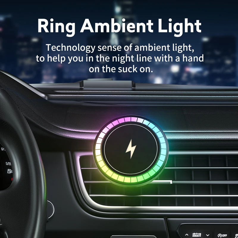 

Магнитное автомобильное беспроводное зарядное устройство RGB мощностью 15 Вт для iPhone 12, 13, 14, 15 Pro Max, Macsafe, автомобильный держатель для телефона, подставка, станция быстрой зарядки