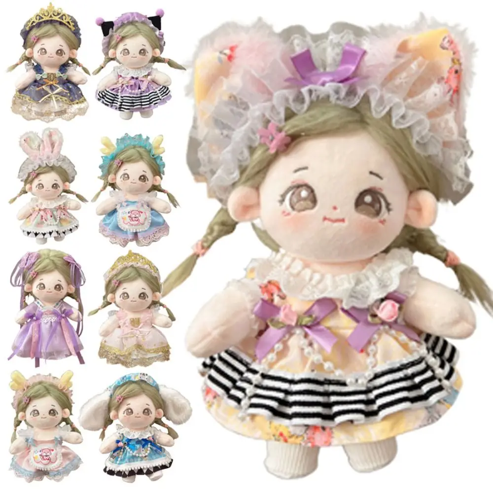 20CM Doll Clothes Lolita Maid Attire Multicolor Miniature Dress Suit Replacement Outfit Photo Props Doll Headwear Dress Set