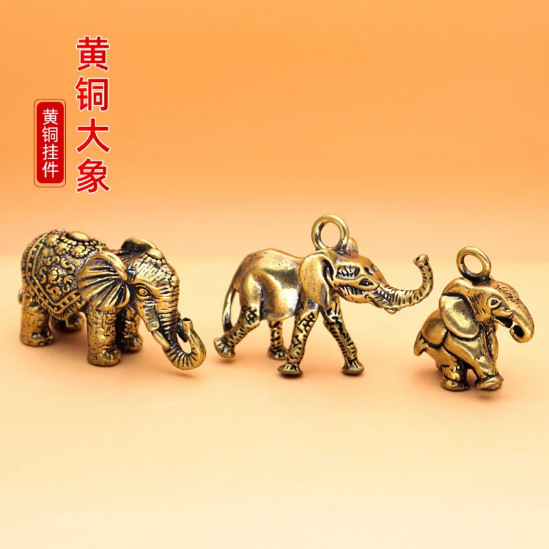 New Year Elephant Keychain Pendant Brass Chinese Style Halloween Text National Day Small Commodity Stall Wholesale