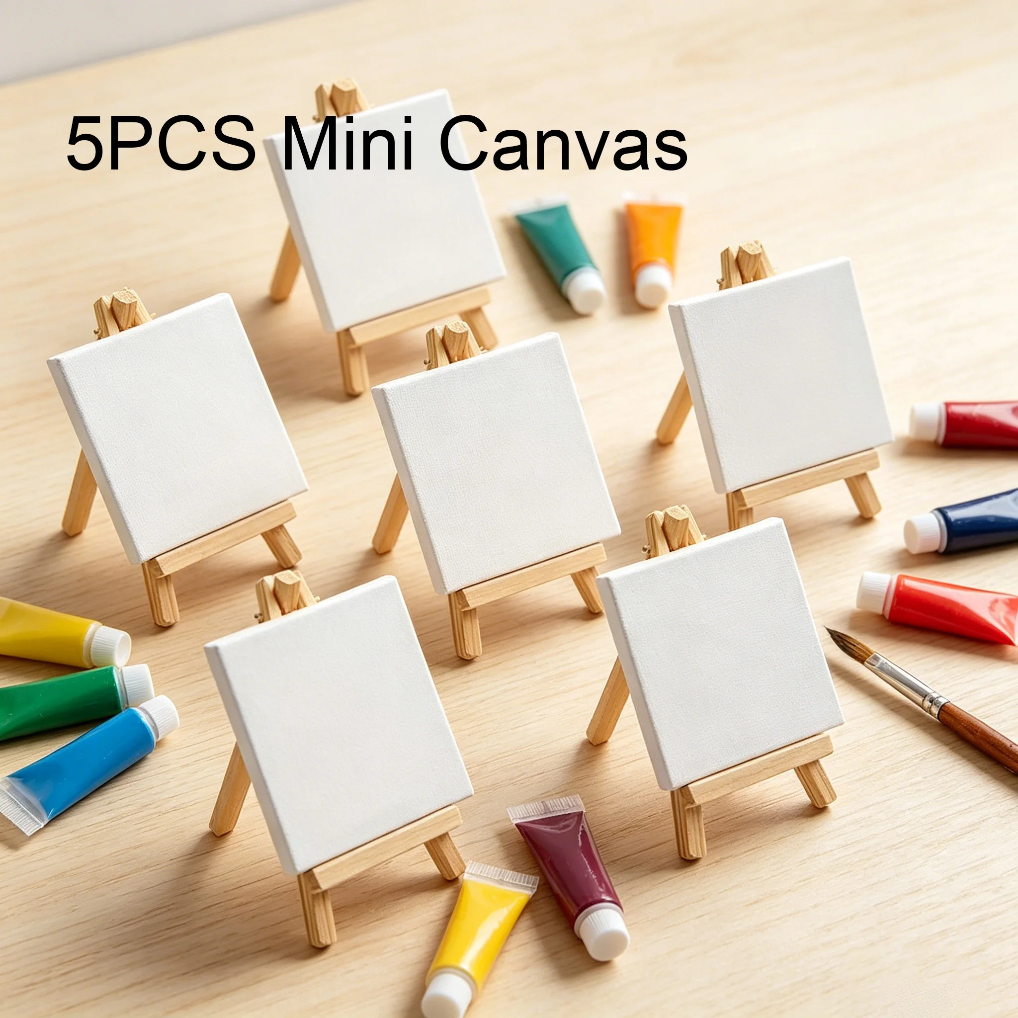 5PCS Canvases To Paint Minis Canvases Package To Paint White Canvas for Painting Stretched Blank Sandpieces To Paint HB01