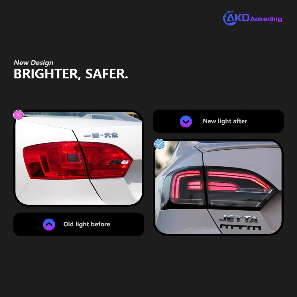 Auto Parts For VW Jetta MK6 Taillight 2012-2014 latest Styling Steering signal Brake reversing light Car Accesorios Modified