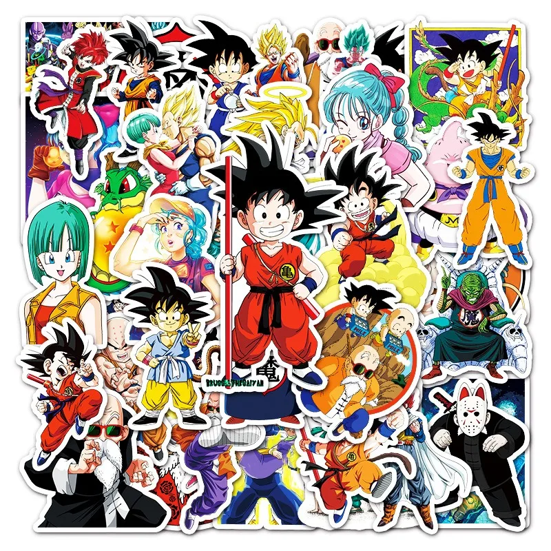 50pcs Dragon Ball Son Goku Japanese Anime Cartoon Sticker Decorative Water Cup Luggage Desktop Stationery Waterproof Sticker