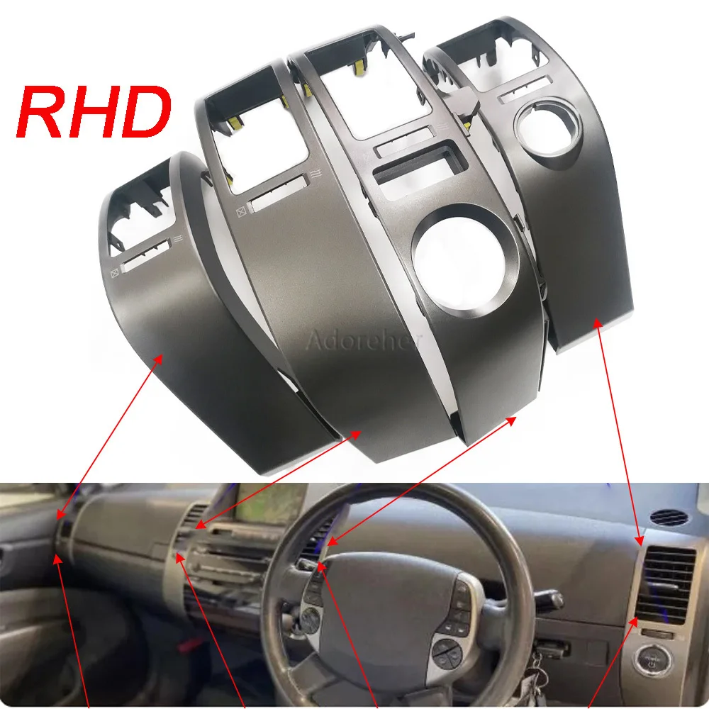 RHD Car Dashboard Air Vents Trim Frame Air Conditioner Outlet Panel Cover Air Fresh Fit For Toyota Prius 2004-2009 Accessories