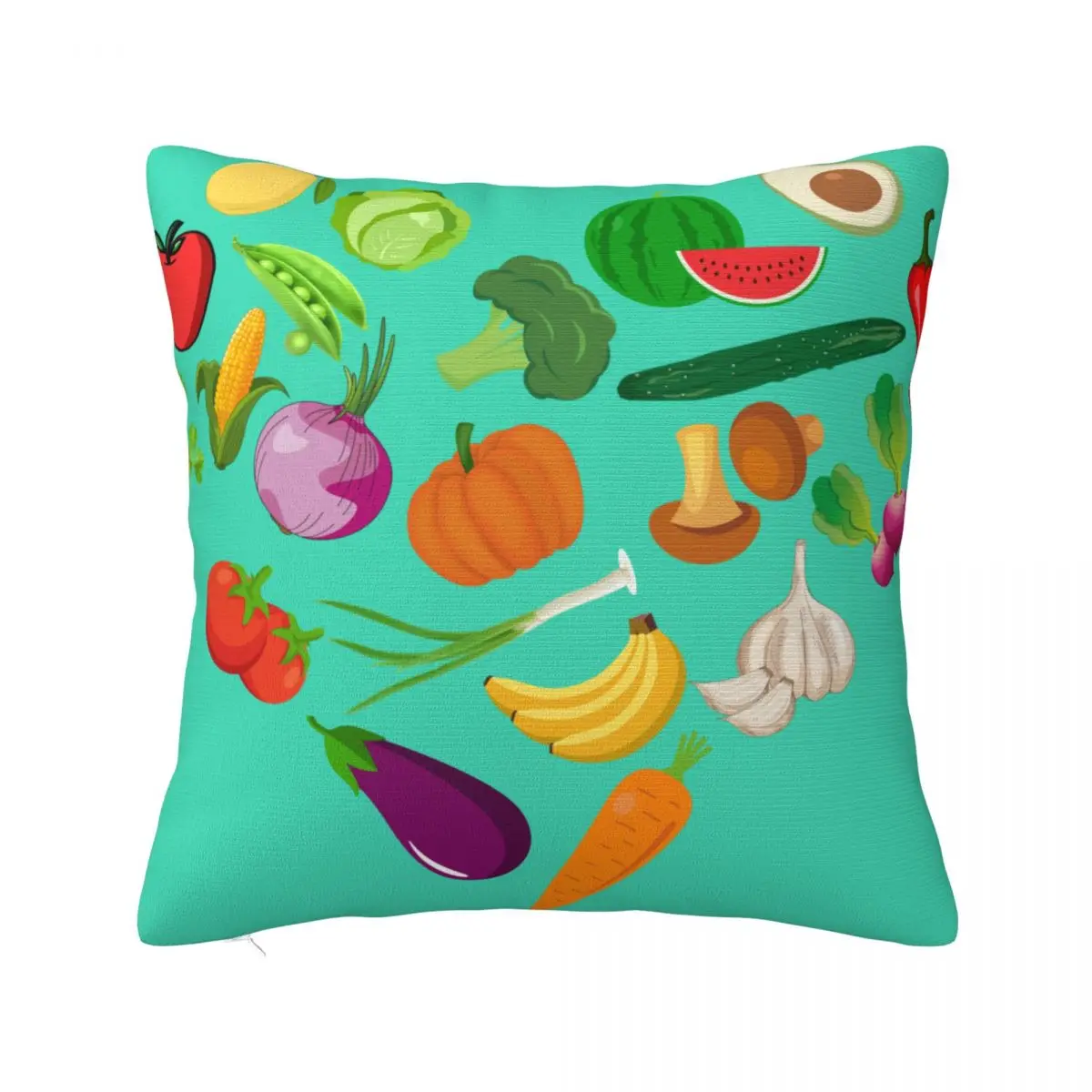 Vegetable Fruit Vegan Pillowcase Printed Polyester Cushion Cover Decor Throw Pillow Case Cover Seater Zippered 18''