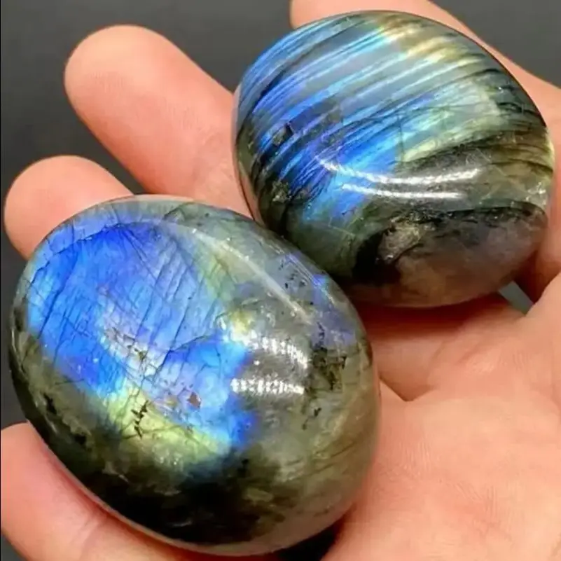 Natural High Quality Labradorite Colorful Moonstone Crystal Stones Palm Stone Nunatak Grey Reiki Healing Home Decoration Gift