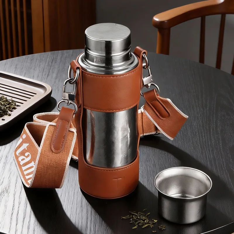 500ml Business-grade Pure Titanium Thermal Water Bottle With Magnetic Cap And Strainer,Double-layer Vacuum Drinkware,Thermos Cup