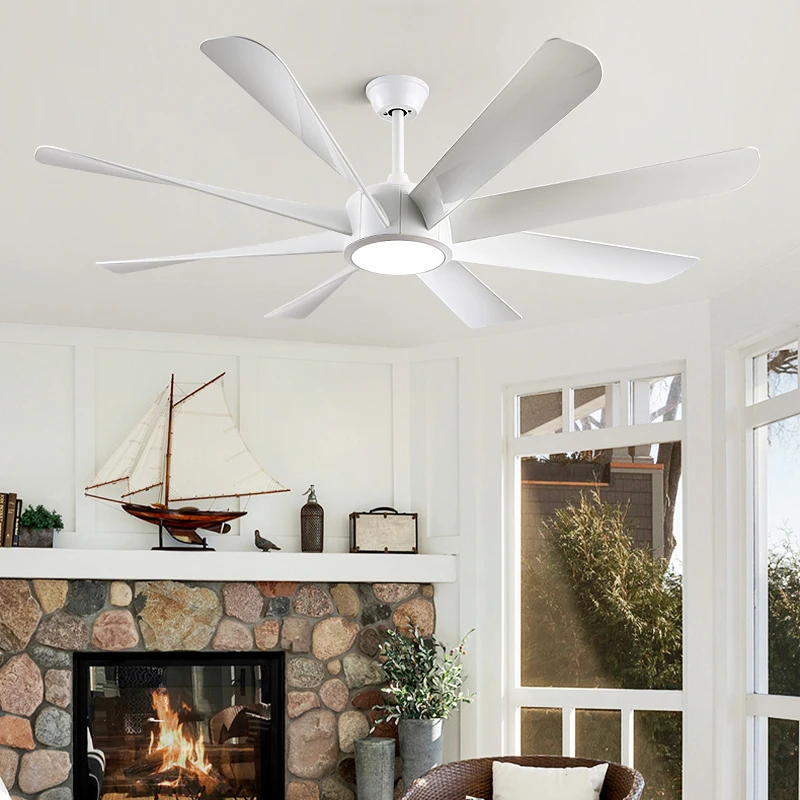 60 Inch Ceiling Fan With Light - Powerful 8 Blade LED Ceiling Fan With Remote Control For Living Room And Bedroom