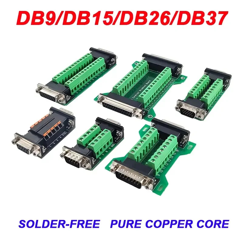 No Welding DB9 DB15 DB25 DB26 DB37 Male To Female Adapter Plate Relay Terminal Block Screw/Spring Type Double Head Signal