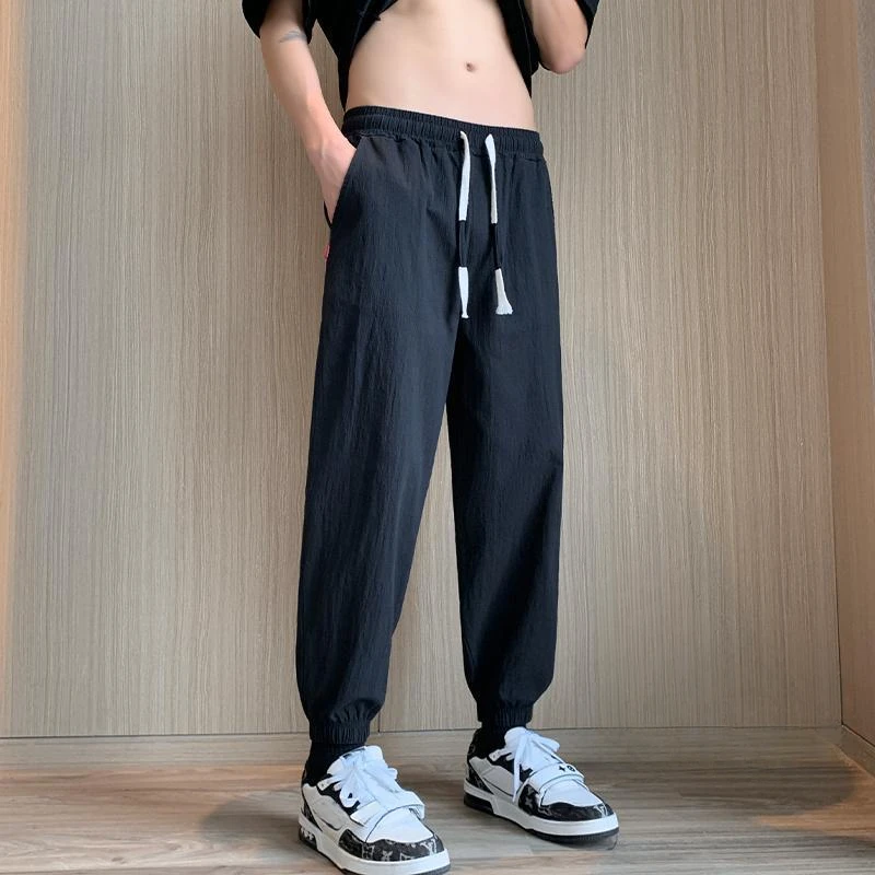 

GELITAYIN Trousers For Men Black Summer Linen Cropped Thin Casual Pants Man Cotton Slacks Luxury Cheap Korean Style Trend Vintag