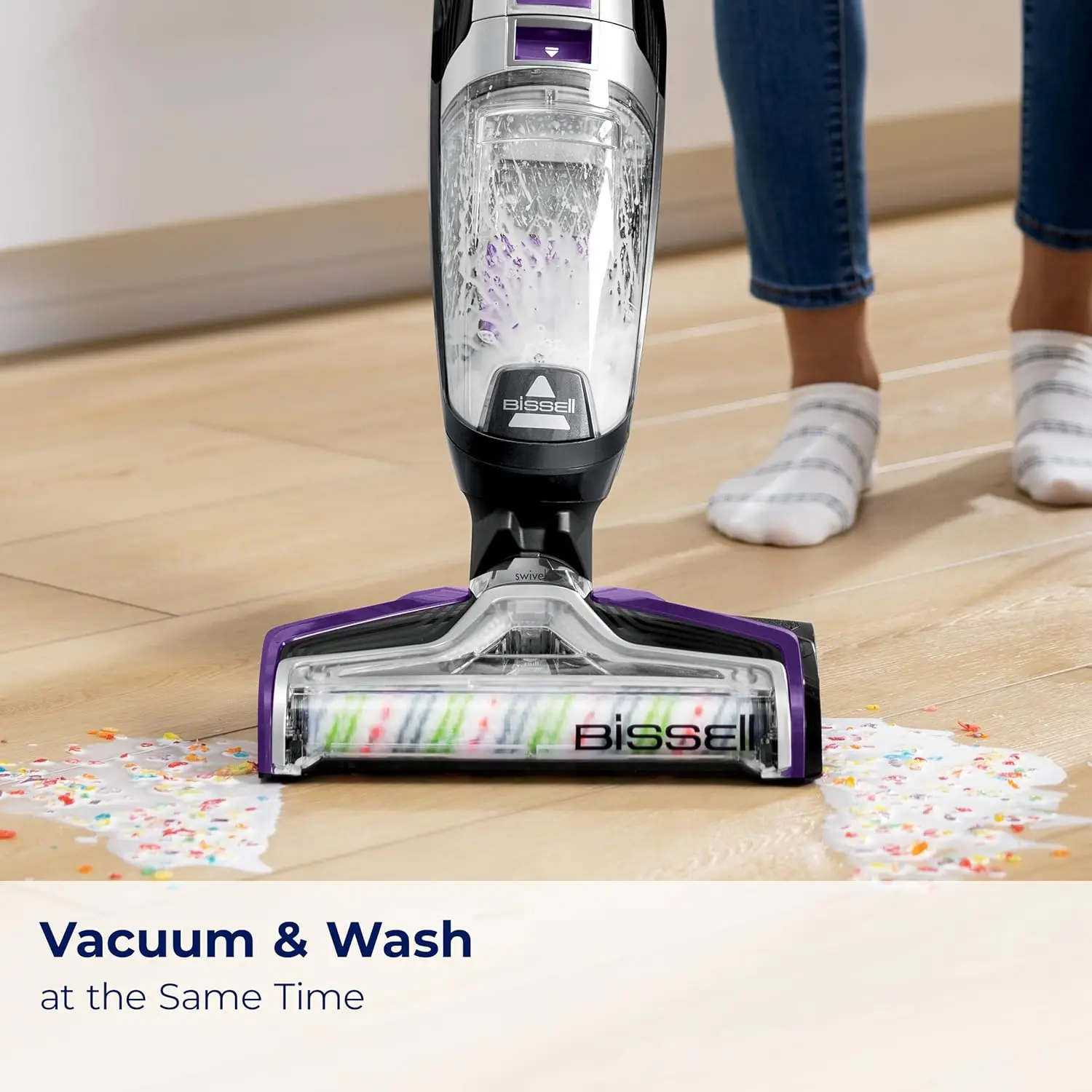 All in One Wet Dry Vacuum Cleaner and Mop for Hard Floors and Area Rugs, Purple