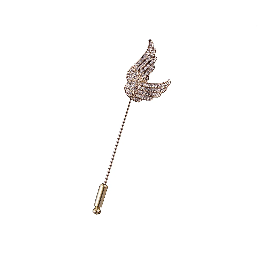 Full Diamond Wings Brooch Business Banquet Suit Shirt Collar Decoration New Year Guardian Angel Wings Coat Pin Accessories