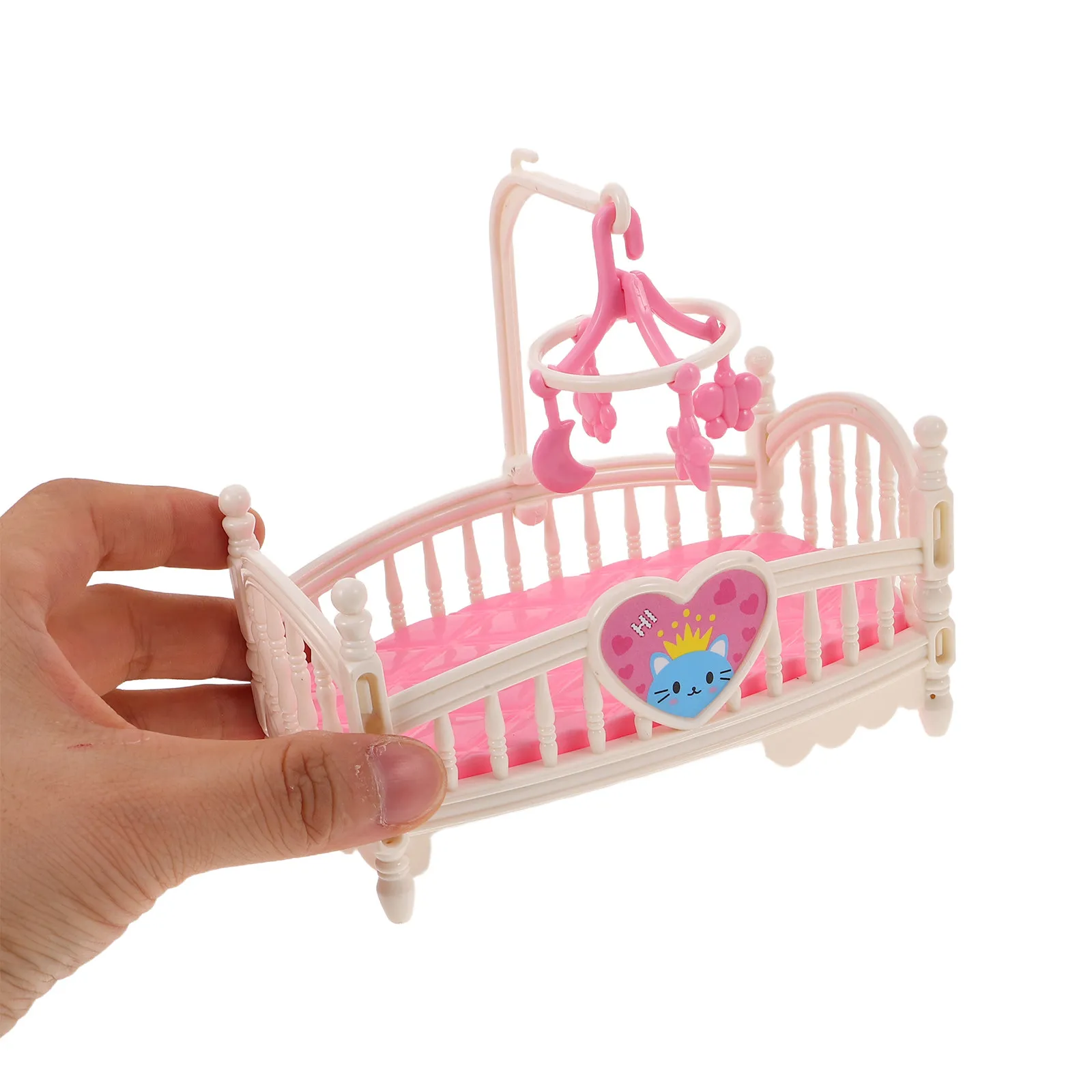 

4Pcs Miniature House Furniture Set Realistic Crib Cabinet Bedroom Accessories for Nursery Playroom Decoration Mini Crib