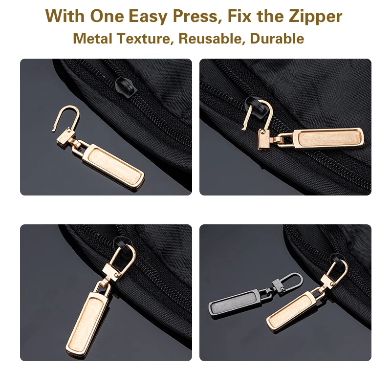 5/8/10/20 Buah Penarik Ritsleting Logam Dapat Dilepas Universal untuk Kit Perbaikan Kepala Ritsleting untuk Koper Tas Pakaian Jahit DIY Instan