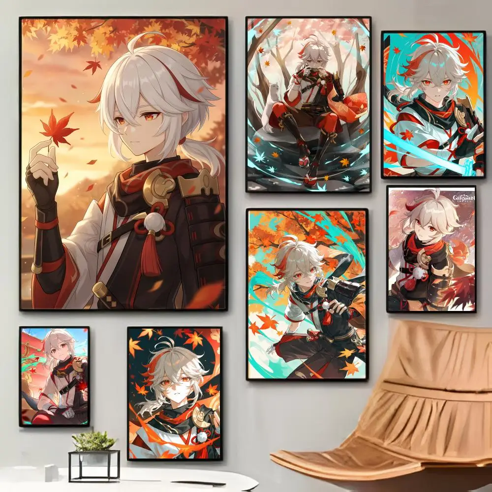 Calm Poetic K-Kaedehara K-Kazuha G-Genshin Impact Poster Sticky Waterproof Coffee House Bar Room Wall Decor Gift