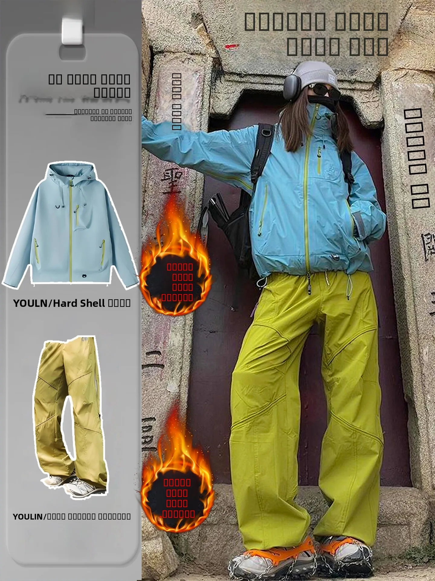 

ex Winter Outdoor Climbing Ski Suit Fce Lined Tee-in-One Jaet And Pants Set Profional Hiking Snowboarding Gear