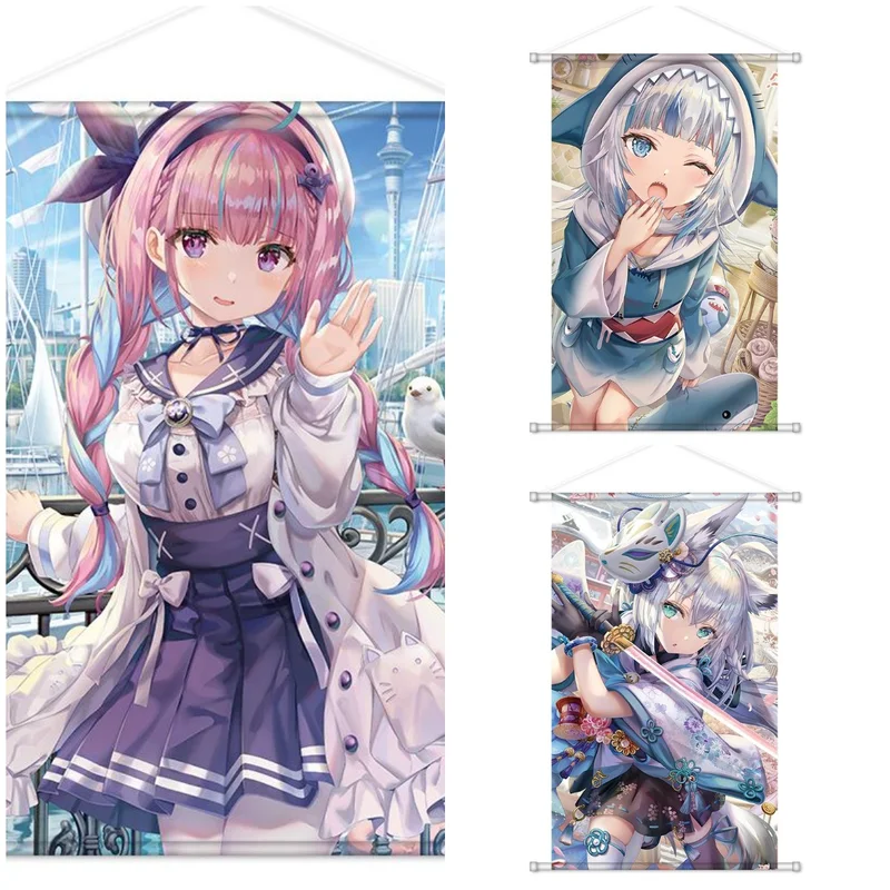 VIKAMA Anime Wall Tapestry Cute Anime Girl Vtuber Style Print Scroll Wall Art Decorative Tapestry for Bedroom Dorm Living