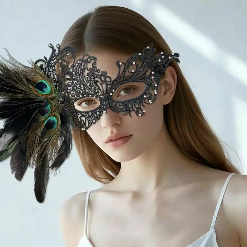 Strass penas de pavão gradiente feminino máscara de baile veneziano traje de halloween cosplay festa de formatura acessórios sexy namoro
