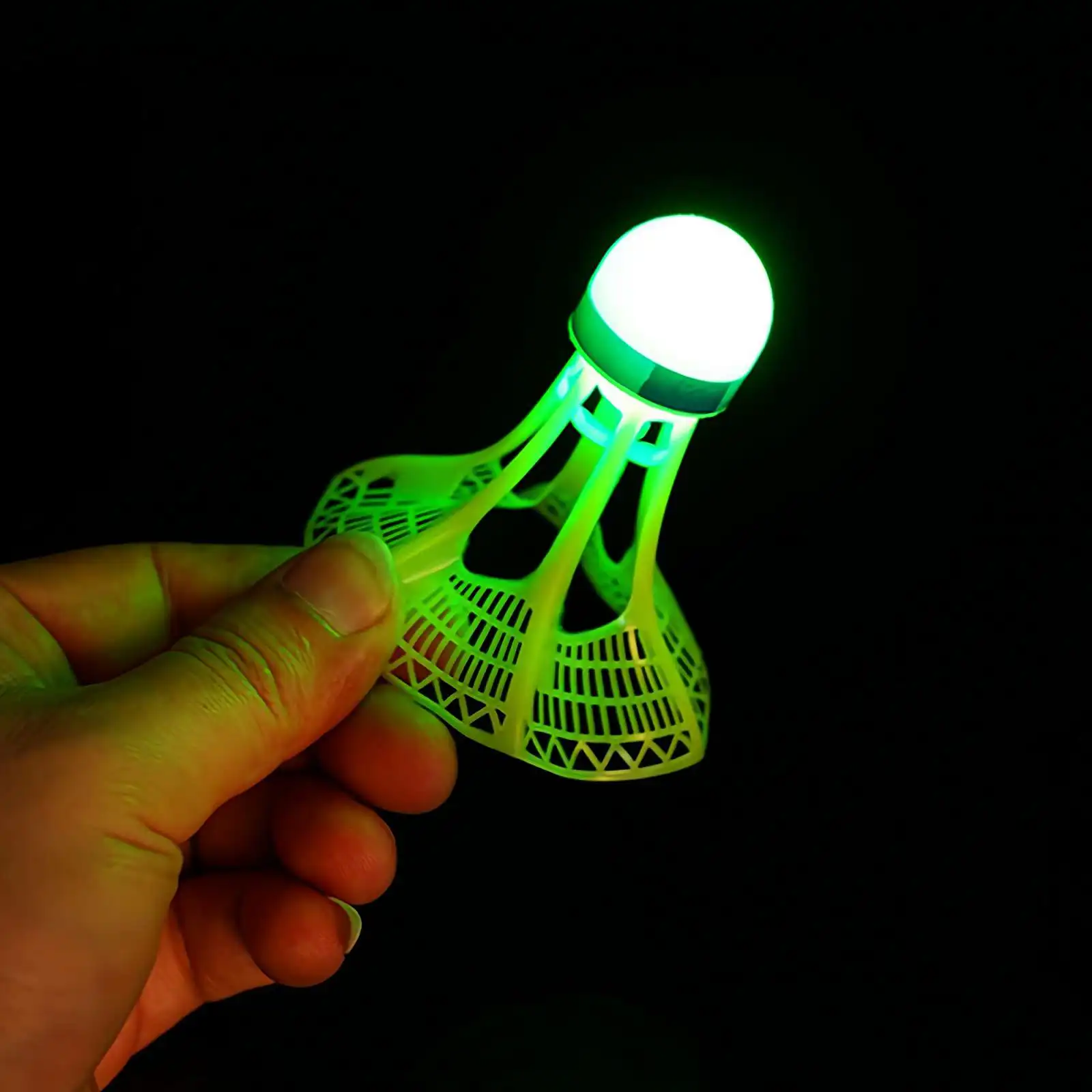 Bola de bádminton luminosa a prueba de viento, súper duradera e irrompible, Bola de nailon brillante fluorescente para exteriores con luz