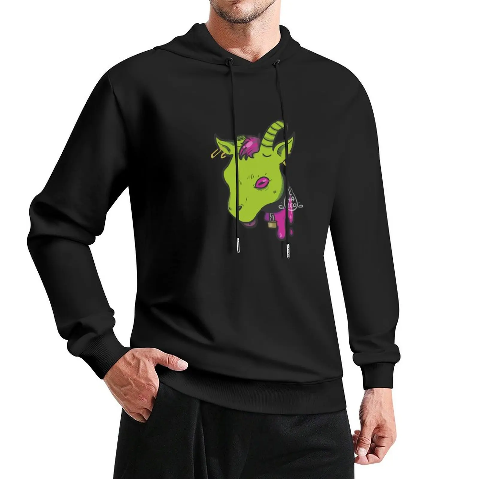 

Kiss the goat Pullover Hoodie men's clothes new hoodies and sweatshirts