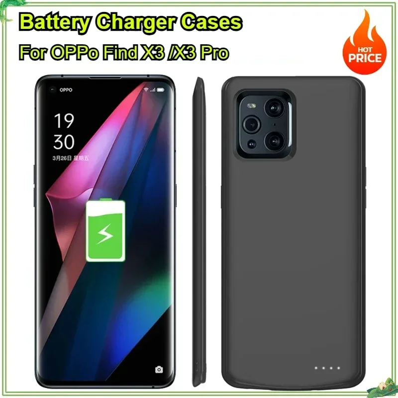 

6800mAh Battery Cases Portable Charger Cover for OPPO Find X3 Pro Extrenal Battery Power Bank Charging Cover for OPPO Find X3