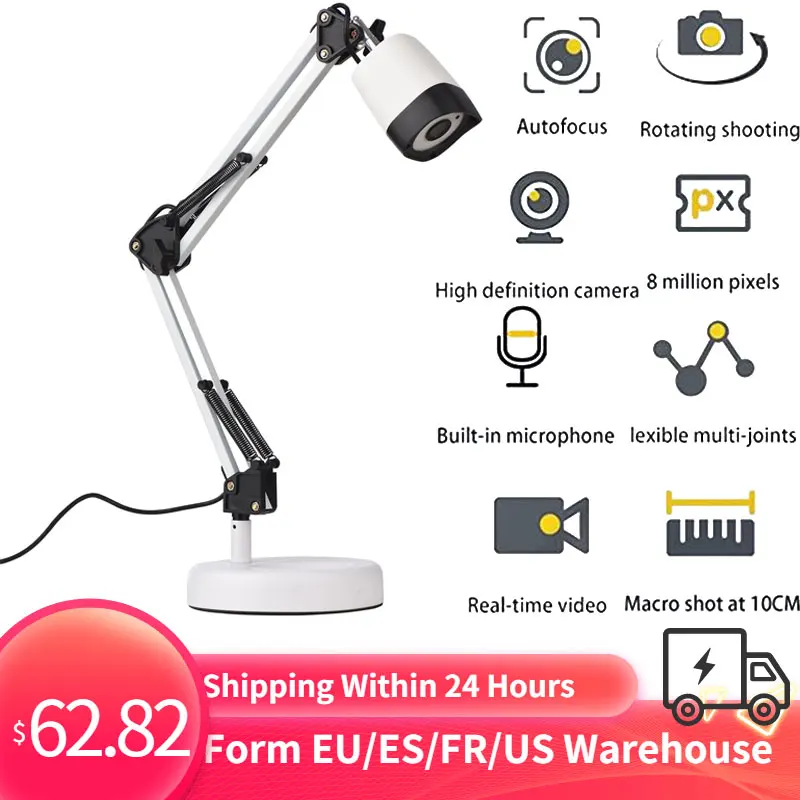 2 in 1 Document Scanner document Camera  Webcam with Auto-Focus and LED Supplemental Light 8 Mega-pixel A3 Scan Size for oficina