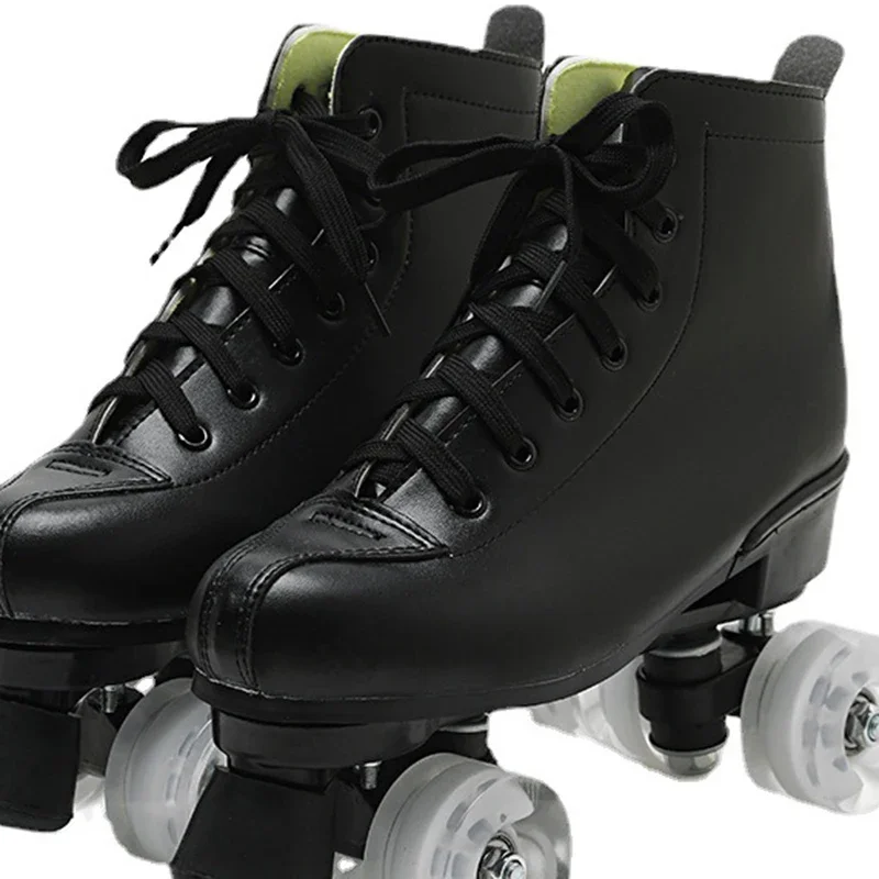 Roller Skates Shoes Microfiber Leather & PU Rubber Adult Men Women Unisex Quad 4 Wheels Skating Sliding Sport Training Shoes