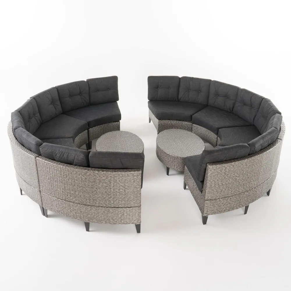 Single Sofa Set of 2, Polyethylene Rattan Wicker, Iron Frame, Water Resistant Cushions, Easy to Assemble, 40.5"x29.25"x27.5", B