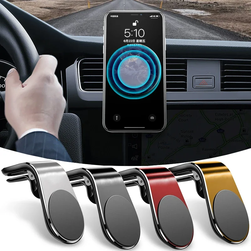 

Magnetic Phone Holder Auto L-Shape Cellphone Holder Car Air Vent Smartphone Mobile Stand Mount Clip GPS Stand Universal Bracket