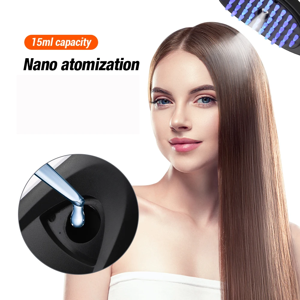 

Electric Spray Massage Comb Micro Current Red and Blue Light Nourishing Scalp Nano Atomized Scalp Massager Anti Hair Loss Brush