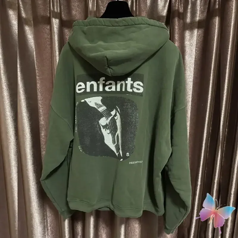 Vinatge Casual Street ERD Hoodie Letter Beard Portrait Illustration Green ENFANTS RICHES DEPRIMES Hooded Sweatshirts Men Women