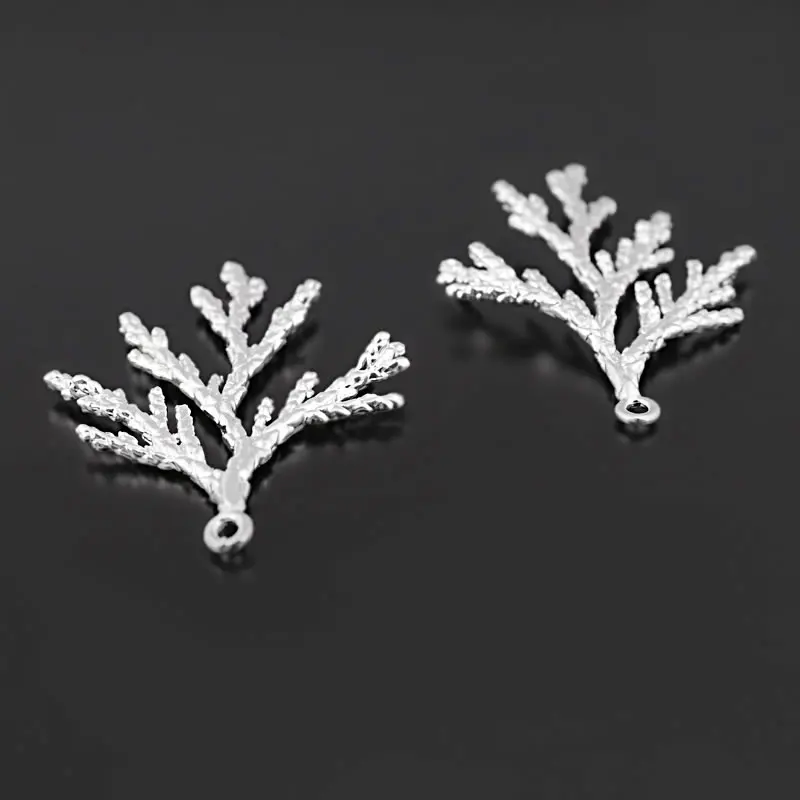 6PCS 18K Gold Color Brass Pine Leaves Tree Leaf Charms Pendants High Quality Diy Jewelry Making Necklace Earrings Accessories