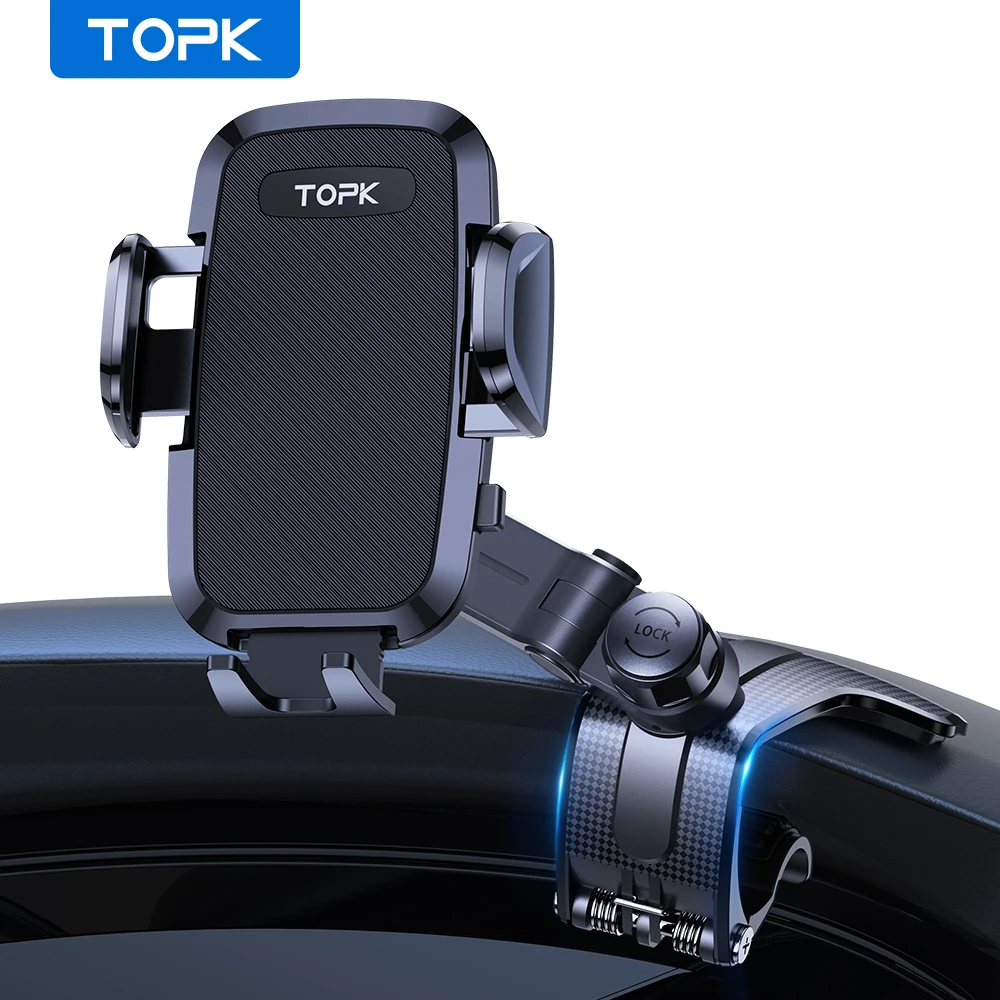 TOPK-soporte de teléfono móvil para salpicadero de coche, Clip de silicona antideslizante ajustable para Smartphone, multiángulo y estable