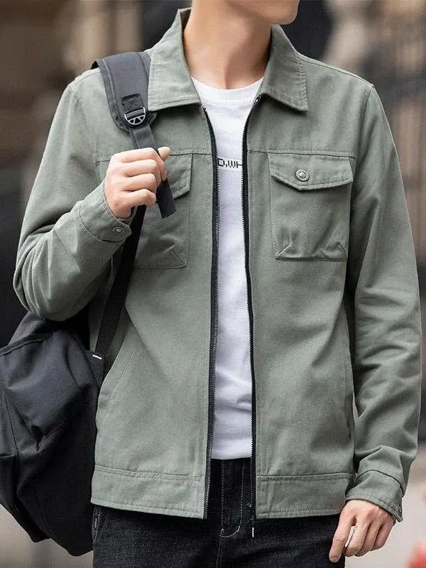 

Мужская хлопковая рабочая куртка: новая весенне-осенняя модель, модный бренд, верхняя одежда для мужчин, осень-зима, с отложным воротником, джинсовая.