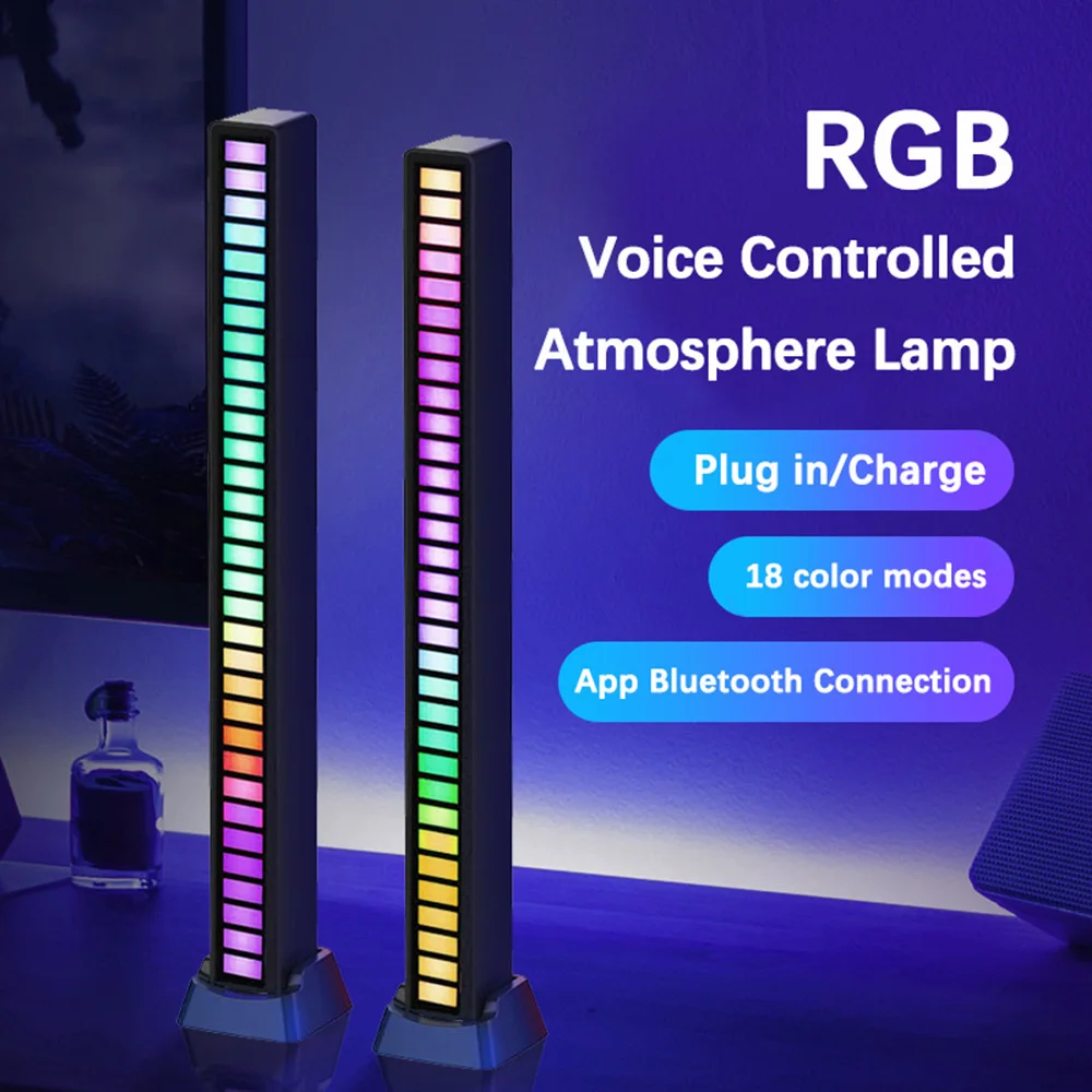 

Светодиодная лента, беспроводная RGB-лампа с активацией голосом, украшение для салона, 2023