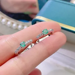YULEM Natural Colombian Emerald Gemstone 3mm Earrings Real 925 Silver Earrings Fine Charm Jewelry for Women